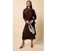 Little Mistress Women's Chocolate Animal Texture Gem Wrap Midaxi Dress | Size: 14