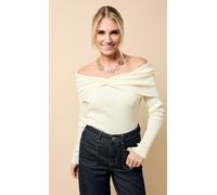 Little Mistress Women's Cream Knot Detail Bardot Jumper | Size: Medium Little Mistress Cream M