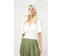 Little Mistress Women's Cream Tie Back Crop Top | Size: 14