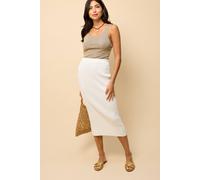 Little Mistress Women's Ecru Ribbed Midaxi Skirt in Cream | Size: Large
