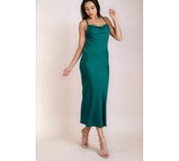 Emerald Green Satin Cowl Neck Midi Dress Little Mistress Green 12