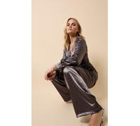 Little Mistress Women's Grey Satin Wide Leg Trousers | Size: 18 Little Mistress Grey 18