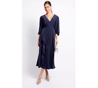 Little Mistress Women's iSKA Navy Draped Frill Midaxi Dress | Size: 14 Little Mistress Navy 14