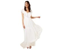Little Mistress Women's Jaime Bridal Ivory Frill Maxi Dress, White, 10 UK
