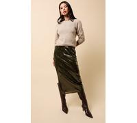 Little Mistress Women's Khaki Sequin Midaxi Skirt | Size: 16 Little Mistress Khaki 16
