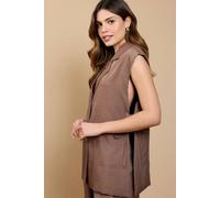 Little Mistress Mink Side Tie Waistcoat In Brown Brown