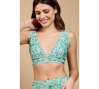 Little Mistress Women's Nerissa Green Print Tie Back Bikini Top | Size: 14