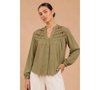 Little Mistress Women's Olive Cutwork Detail Shirt | Size: 10 Little Mistress Olive 10