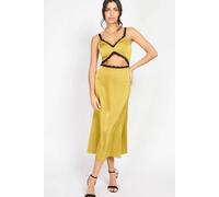 Little Mistress Women's Olive Lace Trim Satin Midaxi | Size: 18 Little Mistress Olive 18