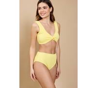 Little Mistress Women's Ottilie Yellow Crinkle Knot Front Bikini Top | Size: 8 Little Mistress Yellow 8