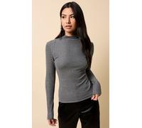 Little Mistress Women's Pewter Shimmer High Neck Top in Grey | Size: Large Little Mistress Grey L