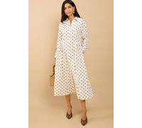 Little Mistress Women's Polka Dot Midaxi Shirt Dress in Cream | Size: 10
