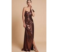 Little Mistress Women's Sabella Chocolate Metallic Maxi Dress | Size: 10