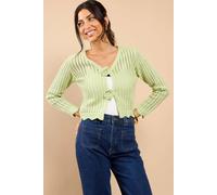 Little Mistress Women's Sage Crochet Rosette Detail Cardigan Sweater in Green | Size: Large