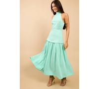 Little Mistress Women's Sage Halterneck Dropped Waist Maxi Dress in Mint | Size: 12