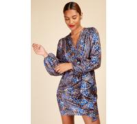 Little Mistress Women's Snake Satin Draped Frill Mini Dress | Size: 14 Little Mistress Multicolor 14