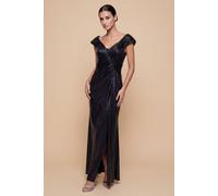 Little Mistress Women's Sylva Navy Metallic Maxi Dress | Size: 12