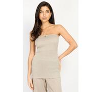 Little Mistress Women's Taupe Knitted Bandeau Top | Size: 8 Little Mistress Taupe 8