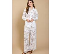 Little Mistress Women's White Broderie Trousers | Size: Small Little Mistress White S