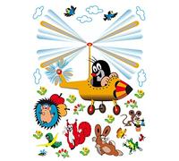 Little Mole in plane Wall Sticker, Film, Multi-Colour, 65 x 85 cm