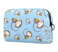 Little Monkey Holds Banana Cosmetic Bag for Women, Travel Toiletries Bags Large Makeup Handy Pouch Organiser Bag with Zipper