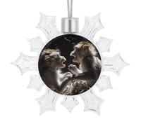 Little Monkey Playing Christmas 3D Hanging Snowflakes Ornaments Photo Snowflake for Xmas Wedding Bridal Shower Family Holiday New Year Party Home Decoration