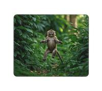 Little Monkey Playing Happily in The Jungle Gaming Mouse Pad Small Mouse Mat with Stitched Edges Non-Slip Long Desk Pad 12x10 in Desk Mat for Keyboard Home Office Gaming Work