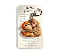 Little Monkey Pocket Hug, 2D Acrylic Heart Pocket Hug Gift, Cute Monkey Hug Keepsake with Thoughtful Card, Encouragement Gift for Birthday Christmas, Warm Pocket Hug Token for Friends Family (B)