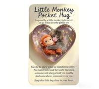 Little Monkey Pocket Hug Token, Heart-Shaped Resin Keepsake with Sentiment Card, Cute Encouragement Keepsake for Friends, Family, Colleagues, Comfort & Thoughtful Gifting