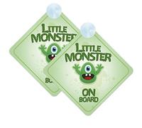 Little Monster Baby on Board Sign for Car Twin Pack 2pcs Kids Safety Warning Car Signs