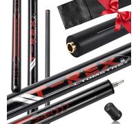 Little Monster Carbon Fiber Pool Cue - 3 Pieces Break Jump Cue Pool Stick, Technology Low Deflection Billiard Pool Cue Stick 12.9mm Tip with PU Leather Bag(Red)
