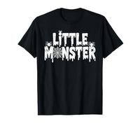 Little Monster Text with Spiders and Web Halloween Spooky T-Shirt