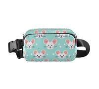 Little Mouse White Faces Fanny Pack for Women Men, Crossbody Waist Packs with Adjustable Strap Belt Bag for Travel Workout Hiking