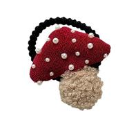Little Mushroom Pearl Hair Clip Kid Bullet Ribbon Pearl Hair Tie Hairpin Lovely Hairpin for Girls