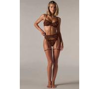 Little Nooks Aria Embroidered Lace Lingerie Set In Chocolate Chocolate