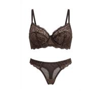 Little Nooks Ava Lace Sheer Lingerie Set In Brown Brown