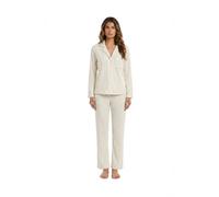 Little Nooks Sophie Ribbed Button-Down Pajama Set In Cream Cream