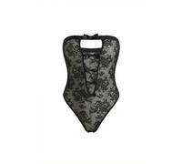 Little Nooks Women's Sabrina Lace Bow Cut-Out Bodysuit in Black | Size: Small Little Nooks Black S