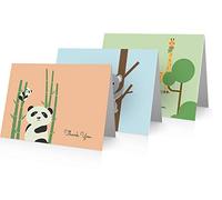 Little Notes by Comptime Baby Thank You Cards (24 Fold-over Cards and Envelopes) Animal Thank You, Baby Shower Thank You