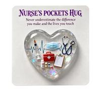 Little Nurse Hug - 2D Motivational Acrylic Keyring, Pocket Inspirational Cardboard, for Nursing Students, Healthcare Workers, Hospital Staff Caregivers Graduations Birthdays