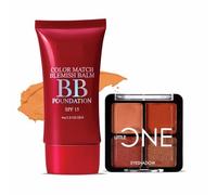 Little One 4-in-1 Eyeshadow Palette 3.5gm - Little Lady + Color Match BB Foundation SPF 15 30gm - Dark Tan | Combo Pack of 2