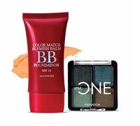 Little One 4-in-1 Eyeshadow Palette 3.5gm - No Promise + Color Match BB Foundation SPF 15 30gm - Medium Beige | Combo Pack of 2