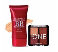 Little One 4-in-1 Eyeshadow Palette 3.5gm - Portrait Mode + Color Match BB Foundation SPF 15 30gm - Light Medium | Combo Pack of 2