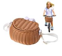 Little One'S Accessories, Weatherproof Hand-Woven Rattan Storage Basket With A Lid & Adjustable Cross-Body Strap, Little One'S Handlebar Basket, Hanging Basket