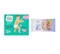 Little Ones Size 5 Nappies Dry Fit 40 Pack + 60 Fragrance Free Baby Wipes