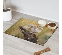 Little Owl Cute Pet Feeding Mat for Cat Dog Water Bowl Food Mats Owl Pet Feeding Mats Absorbent Nti-Slip Contain Spills Protects Floors Placemat 40.6 x 60.9 cm
