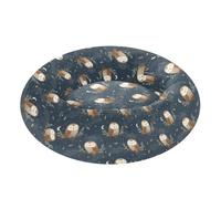 Little Owls Donut Dog Bed Round Cat Bed Orthopedic Washable Donut Pet Beds with Removable Cover Small