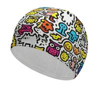 Little Owls Doodle Swim Cap High Elasticity Anti Slip Waterproof Comfortable Swim Hat Bathing Cap for Men Women