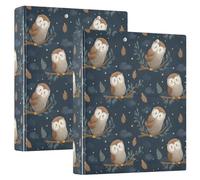 Little Owls in Forest 3 Ring Binders 1.5 Inch Clear View Three Ring Binders Versatile Binder Fits 200 Sheets 2 Pack