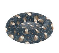 Little Owls in Forest Donut Dog Bed Round Cat Bed Orthopedic Washable Donut Pet Beds with Removable Cover Medium